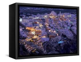 Santorini at Night, Greece-Walter Bibikow-Framed Stretched Canvas