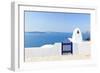 Santorini Balconny with View at the Aegean Sea-Netfalls-Framed Photographic Print