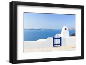 Santorini Balconny with View at the Aegean Sea-Netfalls-Framed Photographic Print