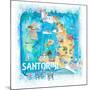Santorini Greece Illustrated Map with Main Roads Landmarks and Highlights-M. Bleichner-Mounted Art Print