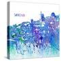 Santorini Greece Skyline Silhouette Impressionistic Splash-M. Bleichner-Stretched Canvas