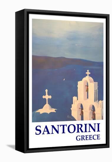 Santorini, Greece - View from Oia Retro Style-Markus Bleichner-Framed Stretched Canvas