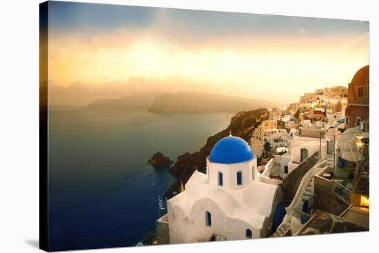 Santorini Island at Sunset-olly2-Stretched Canvas