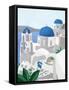 Santorini Island-Petra Lizde-Framed Stretched Canvas