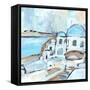 Santorini Rooftops II-Annie Warren-Framed Stretched Canvas