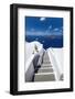 Santorini, stairs with a view to the sea and Caldera, Santorini, Cyclades, Greek Islands, Greece-Sakis Papadopoulos-Framed Photographic Print