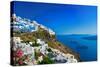 Santorini, View of Fira Town with Volcano-Maugli-l-Stretched Canvas