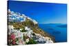 Santorini, View of Fira Town with Volcano-Maugli-l-Stretched Canvas