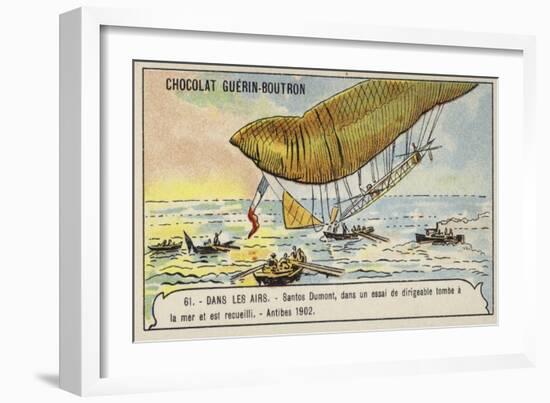 Santos-Dumont Being Rescued after His Airship Crashed into the Sea, Antibes, 1902-null-Framed Giclee Print