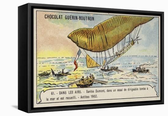 Santos-Dumont Being Rescued after His Airship Crashed into the Sea, Antibes, 1902-null-Framed Stretched Canvas
