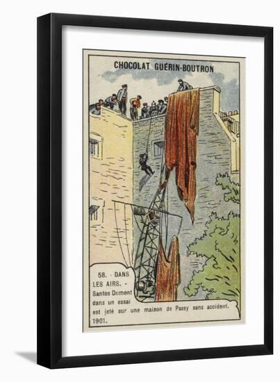 Santos-Dumont Being Rescued after His Airship Crashed onto a House in Passy During a Test Flight-null-Framed Giclee Print