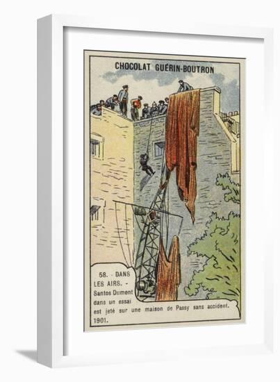 Santos-Dumont Being Rescued after His Airship Crashed onto a House in Passy During a Test Flight-null-Framed Giclee Print