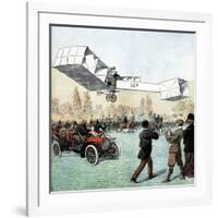 Santos-Dumont Making the First Powered Plane Flight in Europe, Paris, 1906-null-Framed Giclee Print