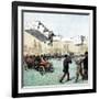 Santos-Dumont Making the First Powered Plane Flight in Europe, Paris, 1906-null-Framed Giclee Print