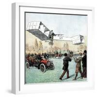 Santos-Dumont Making the First Powered Plane Flight in Europe, Paris, 1906-null-Framed Giclee Print