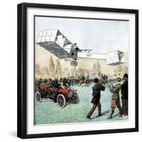 Santos-Dumont Making the First Powered Plane Flight in Europe, Paris, 1906-null-Framed Giclee Print