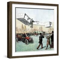 Santos-Dumont Making the First Powered Plane Flight in Europe, Paris, 1906-null-Framed Premium Giclee Print