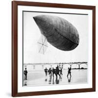 Santos-Dumont's Airship Departing from Trouville, France, 1905-null-Framed Giclee Print