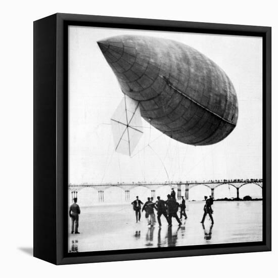 Santos-Dumont's Airship Departing from Trouville, France, 1905-null-Framed Stretched Canvas