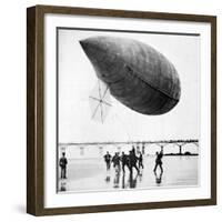 Santos-Dumont's Airship Departing from Trouville, France, 1905-null-Framed Giclee Print