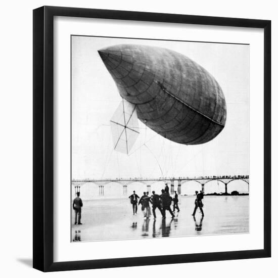 Santos-Dumont's Airship Departing from Trouville, France, 1905-null-Framed Giclee Print