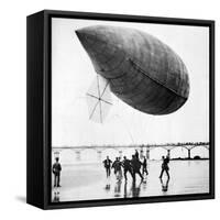Santos-Dumont's Airship Departing from Trouville, France, 1905-null-Framed Stretched Canvas