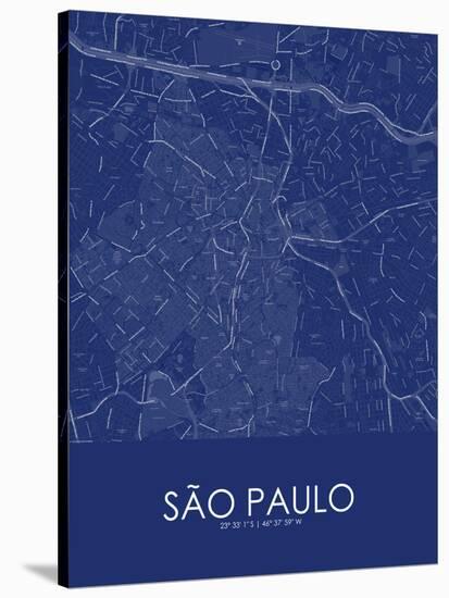 Sao Paulo, Brazil Blue Map-null-Stretched Canvas