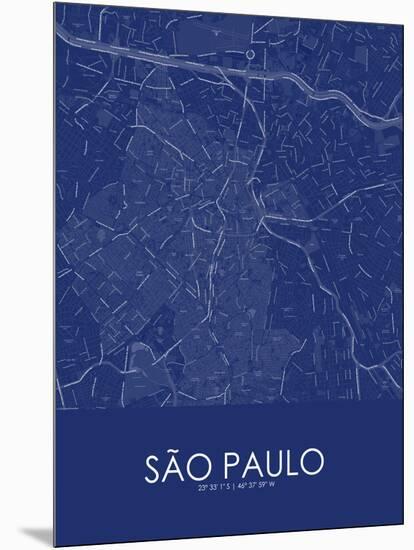 Sao Paulo, Brazil Blue Map-null-Mounted Poster