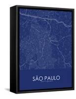 Sao Paulo, Brazil Blue Map-null-Framed Stretched Canvas