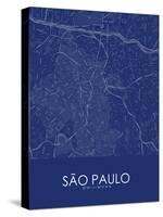 Sao Paulo, Brazil Blue Map-null-Stretched Canvas