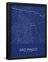 Sao Paulo, Brazil Blue Map-null-Framed Poster