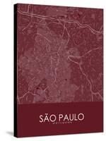 Sao Paulo, Brazil Red Map-null-Stretched Canvas