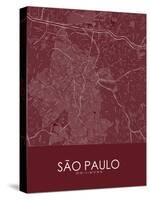 Sao Paulo, Brazil Red Map-null-Stretched Canvas