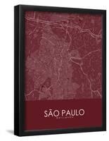 Sao Paulo, Brazil Red Map-null-Framed Poster