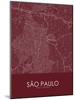 Sao Paulo, Brazil Red Map-null-Mounted Poster