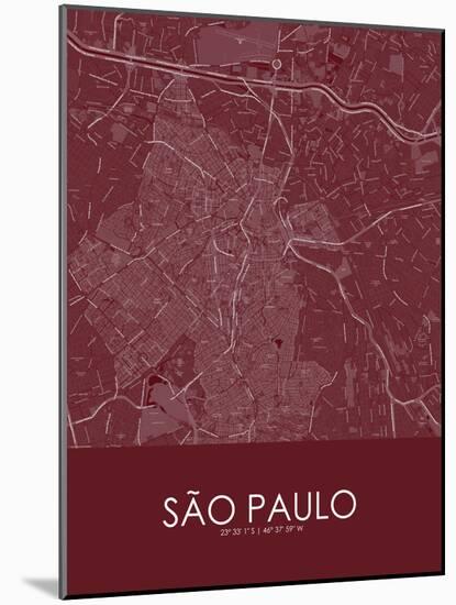 Sao Paulo, Brazil Red Map-null-Mounted Poster