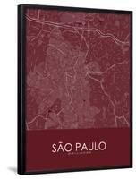 Sao Paulo, Brazil Red Map-null-Framed Poster