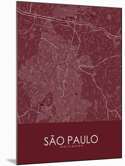 Sao Paulo, Brazil Red Map-null-Mounted Poster