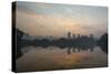 Sao Paulo Cityscape Reflected in the Lake at Ibirapuera Park at Sunrise-Alex Saberi-Stretched Canvas