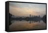 Sao Paulo Cityscape Reflected in the Lake at Ibirapuera Park at Sunrise-Alex Saberi-Framed Stretched Canvas