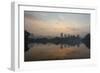 Sao Paulo Cityscape Reflected in the Lake at Ibirapuera Park at Sunrise-Alex Saberi-Framed Photographic Print