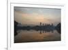 Sao Paulo Cityscape Reflected in the Lake at Ibirapuera Park at Sunrise-Alex Saberi-Framed Photographic Print