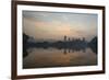 Sao Paulo Cityscape Reflected in the Lake at Ibirapuera Park at Sunrise-Alex Saberi-Framed Photographic Print