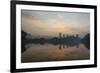 Sao Paulo Cityscape Reflected in the Lake at Ibirapuera Park at Sunrise-Alex Saberi-Framed Photographic Print