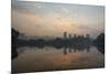 Sao Paulo Cityscape Reflected in the Lake at Ibirapuera Park at Sunrise-Alex Saberi-Mounted Photographic Print