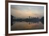 Sao Paulo Cityscape Reflected in the Lake at Ibirapuera Park at Sunrise-Alex Saberi-Framed Photographic Print