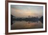 Sao Paulo Cityscape Reflected in the Lake at Ibirapuera Park at Sunrise-Alex Saberi-Framed Photographic Print