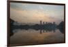 Sao Paulo Cityscape Reflected in the Lake at Ibirapuera Park at Sunrise-Alex Saberi-Framed Photographic Print