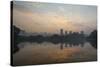 Sao Paulo Cityscape Reflected in the Lake at Ibirapuera Park at Sunrise-Alex Saberi-Stretched Canvas