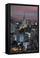 Sao Paulo Skyline at Night, Brazil.-Jon Hicks-Framed Stretched Canvas